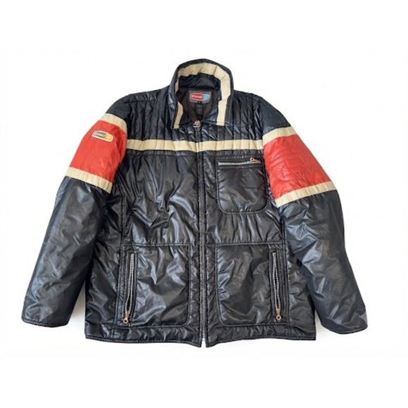 Diesel Other - Vintage Diesel Puffer Jacket Mens Large Black Red Colorblock Quilted Full Zip